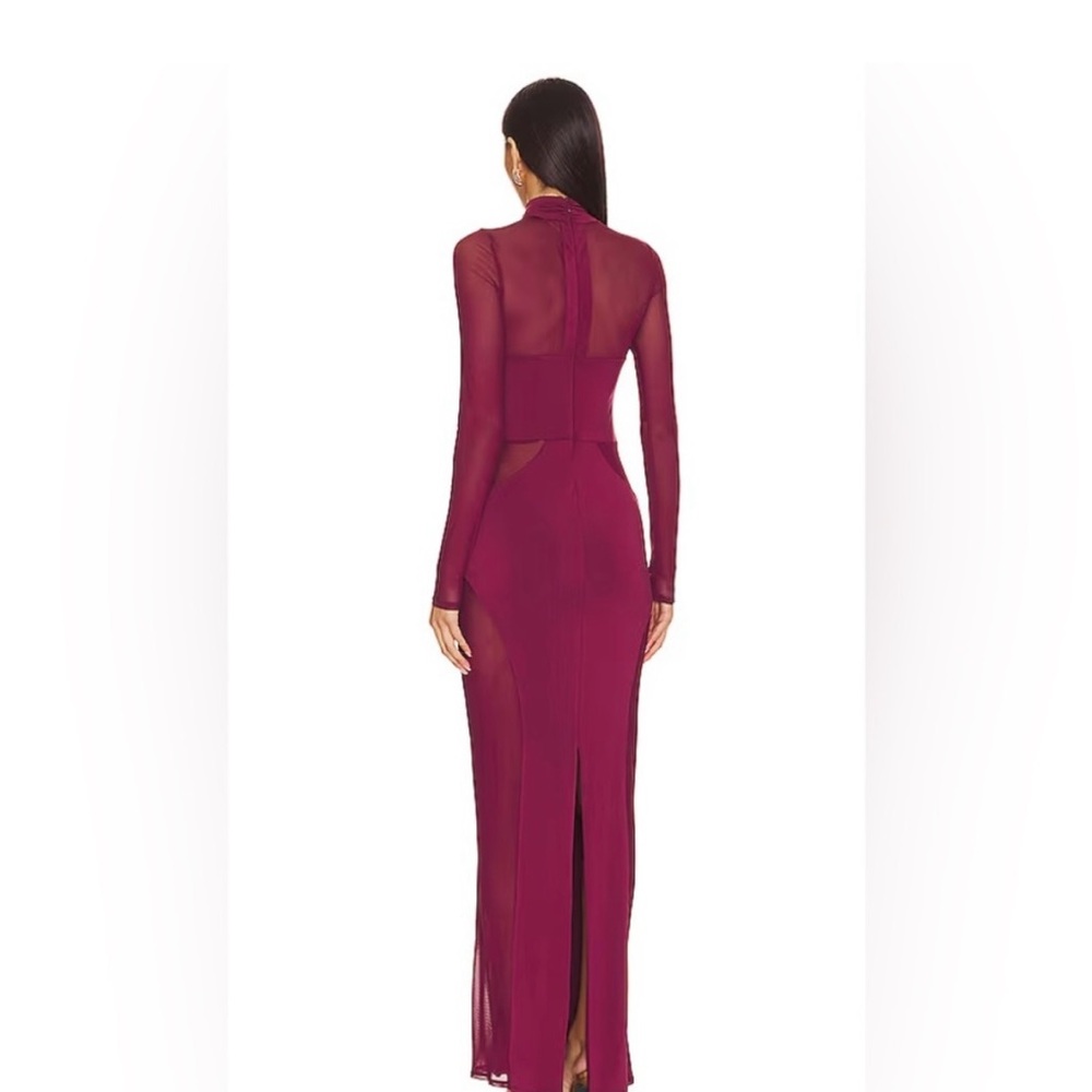 AFRM Long Sleeve Cutout Maxi Dress in Burgundy - Picture 3 of 7